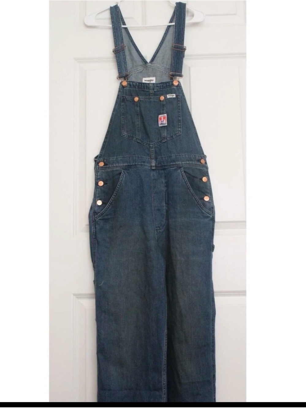 Wrangler Casey Jones Denim Overalls with Bib Pocket Medium wash Distressed S